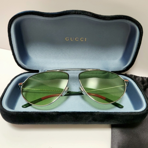 Gucci Pilot Sunglasses GG1051S Light Green Tint - Picture 2 of 16